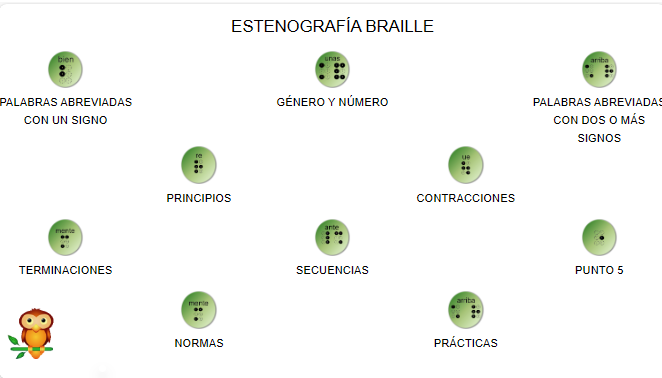 menú estenografía braille