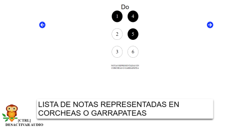 lista de notas representadas en corcheas o garrapateas