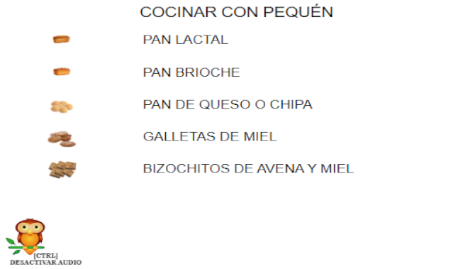 menú juego cocinar con pequén